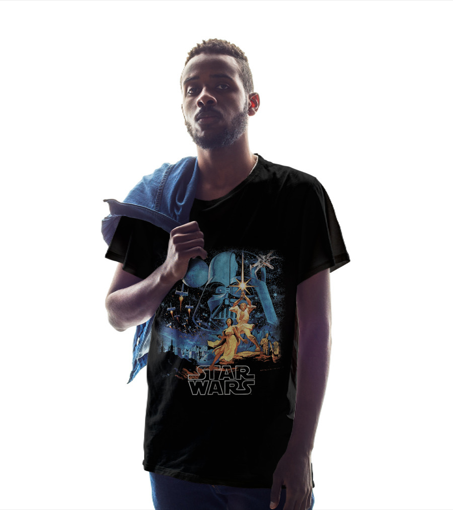 Star Wars A New Hope Faded Darth Vader Luke Leia Lightsabers X-Wing TIE Fighters Classic T-Shirt