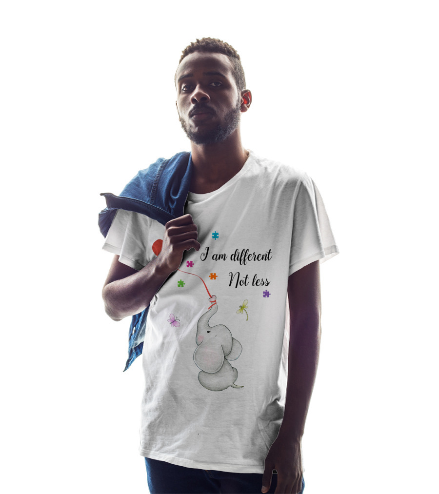 I Am Different Not Less Elephant Puzzle Heart Balloon Autism T-Shirt