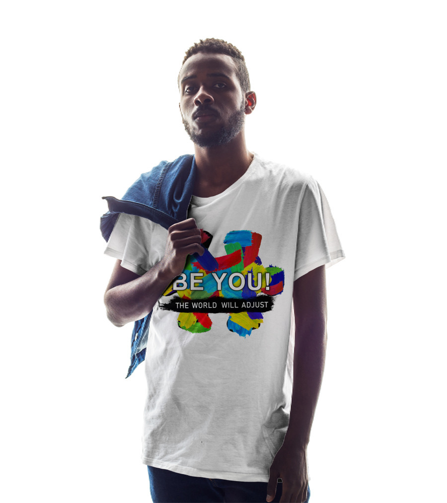 BE YOU The World Will Adjust Painted Brushstroke Color Burst T-Shirt