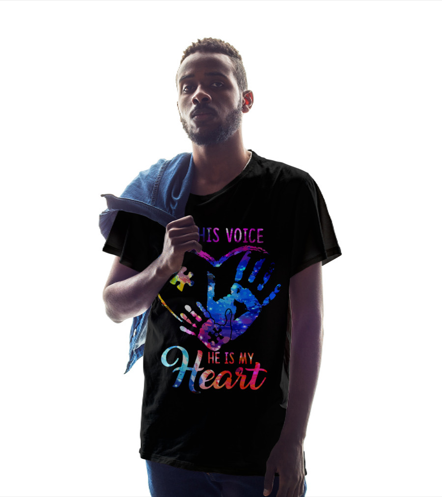 I'm His Voice He Is My Heart Puzzle Heart Hands T-Shirt