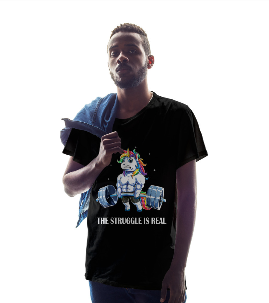 The Struggle Is Real Weightlifting Unicorn T-Shirt
