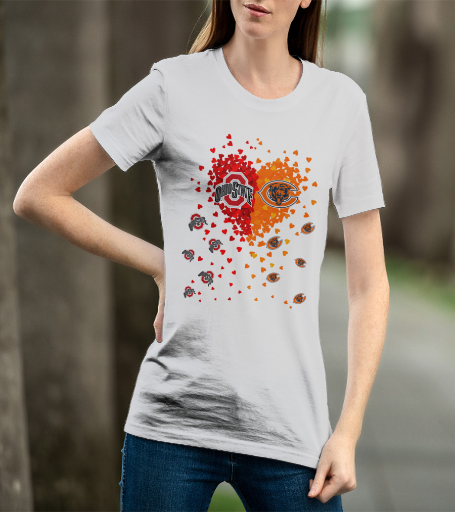 Ohio State Buckeyes Chicago Bears Heart T-Shirt
