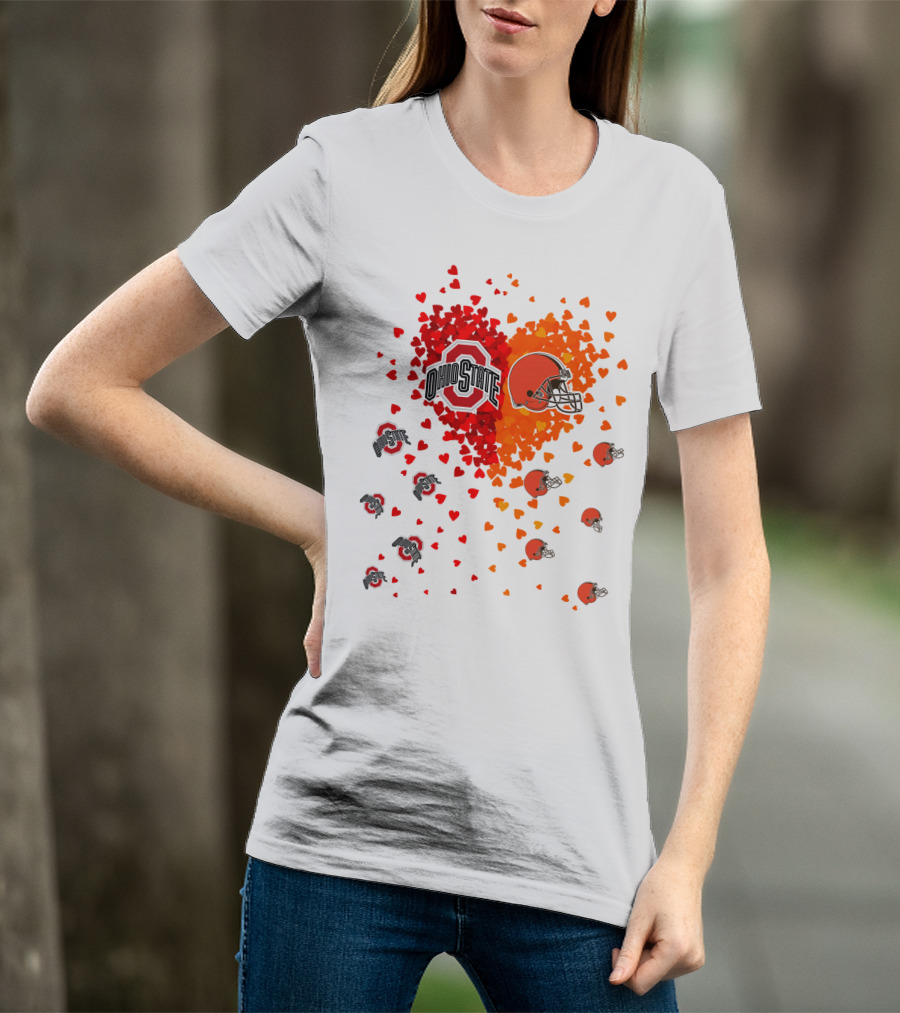 Ohio State Buckeyes Cleveland Browns Heart T-Shirt