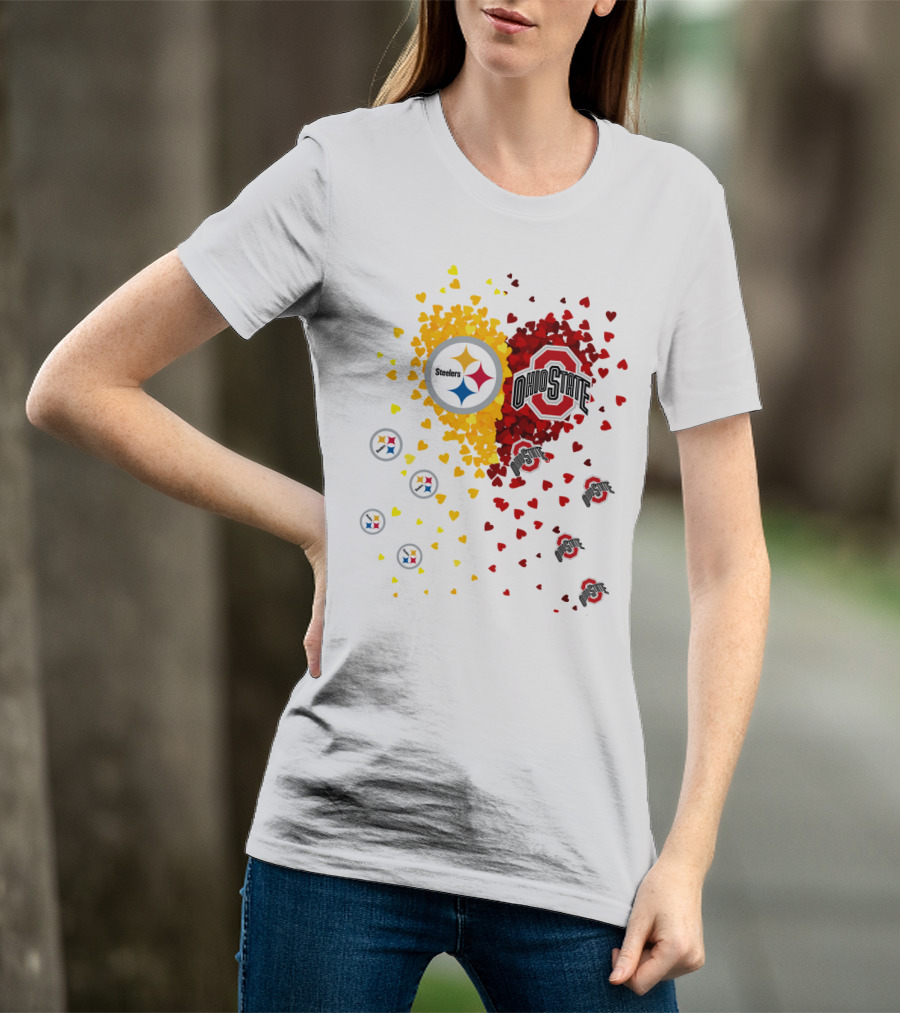 Steelers Ohio State Heart Collage T-Shirt