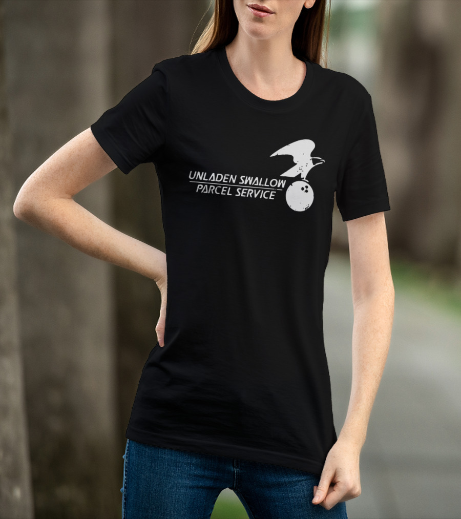 Unladen Swallow Parcel Service Monty Python Bowling Ball Bird T-Shirt