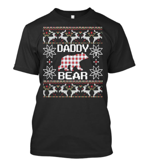 Daddy Bear Plaid Winter Holiday Knit T-Shirt