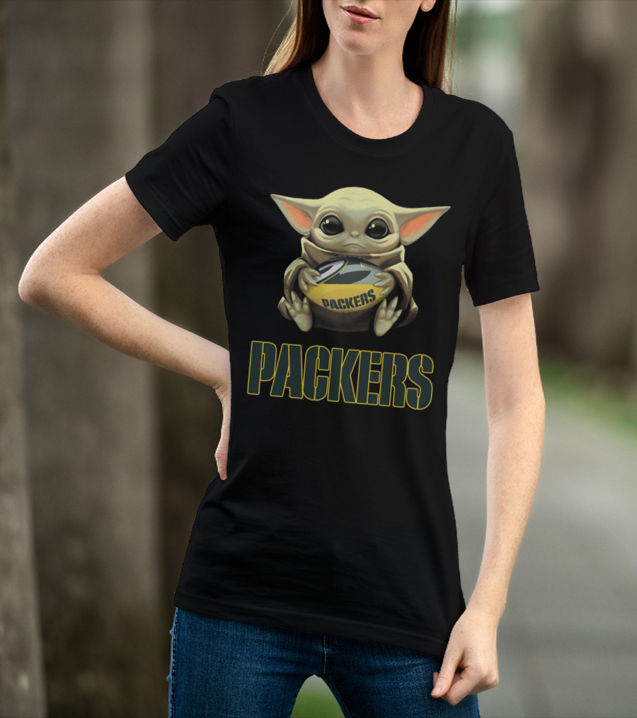 Baby Yoda Holding Packers Football Packers T-Shirt