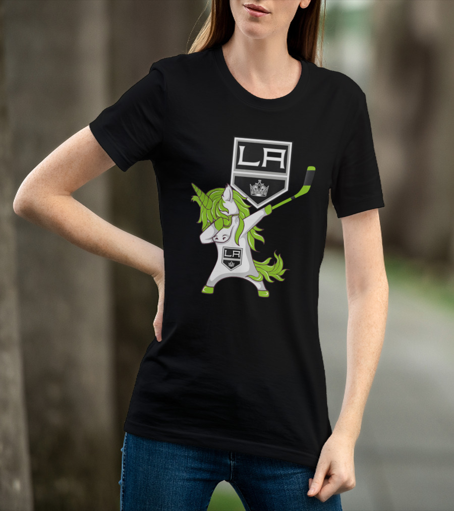 St Patrick Day Dabbing Unicorn Hockey Los Angeles Kings T-Shirt