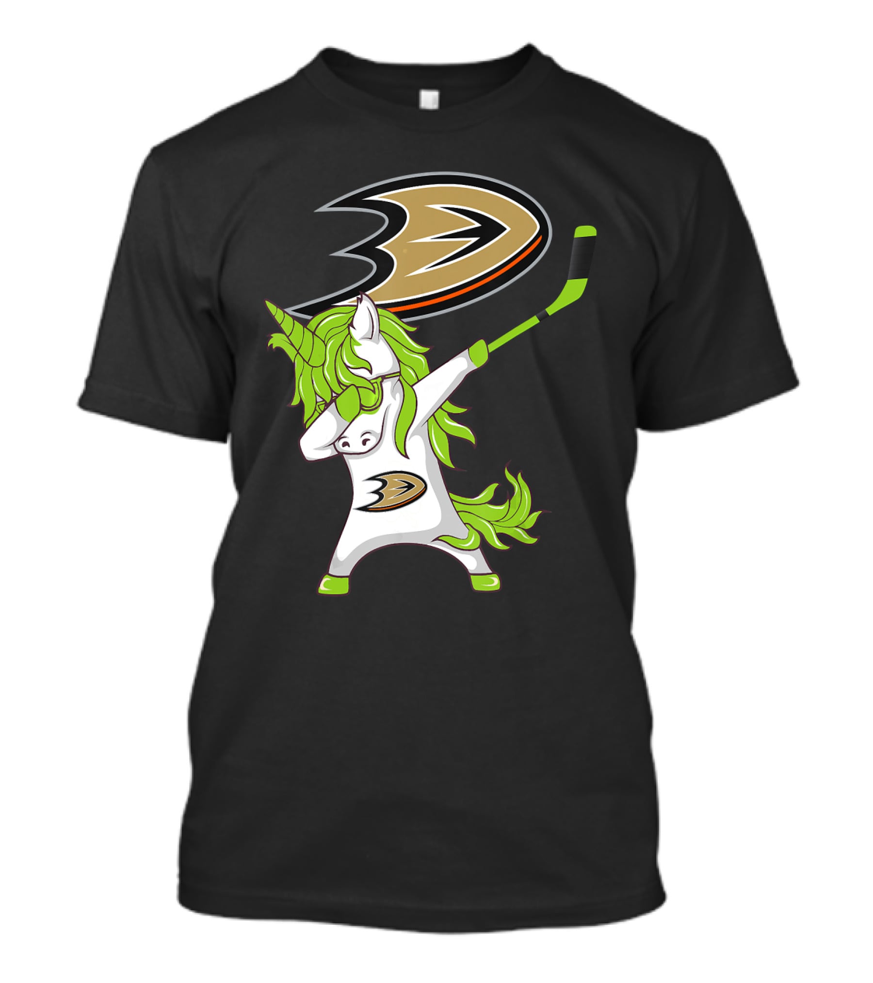St Patrick Day Dabbing Unicorn Anaheim Ducks Hockey Stick T-Shirt