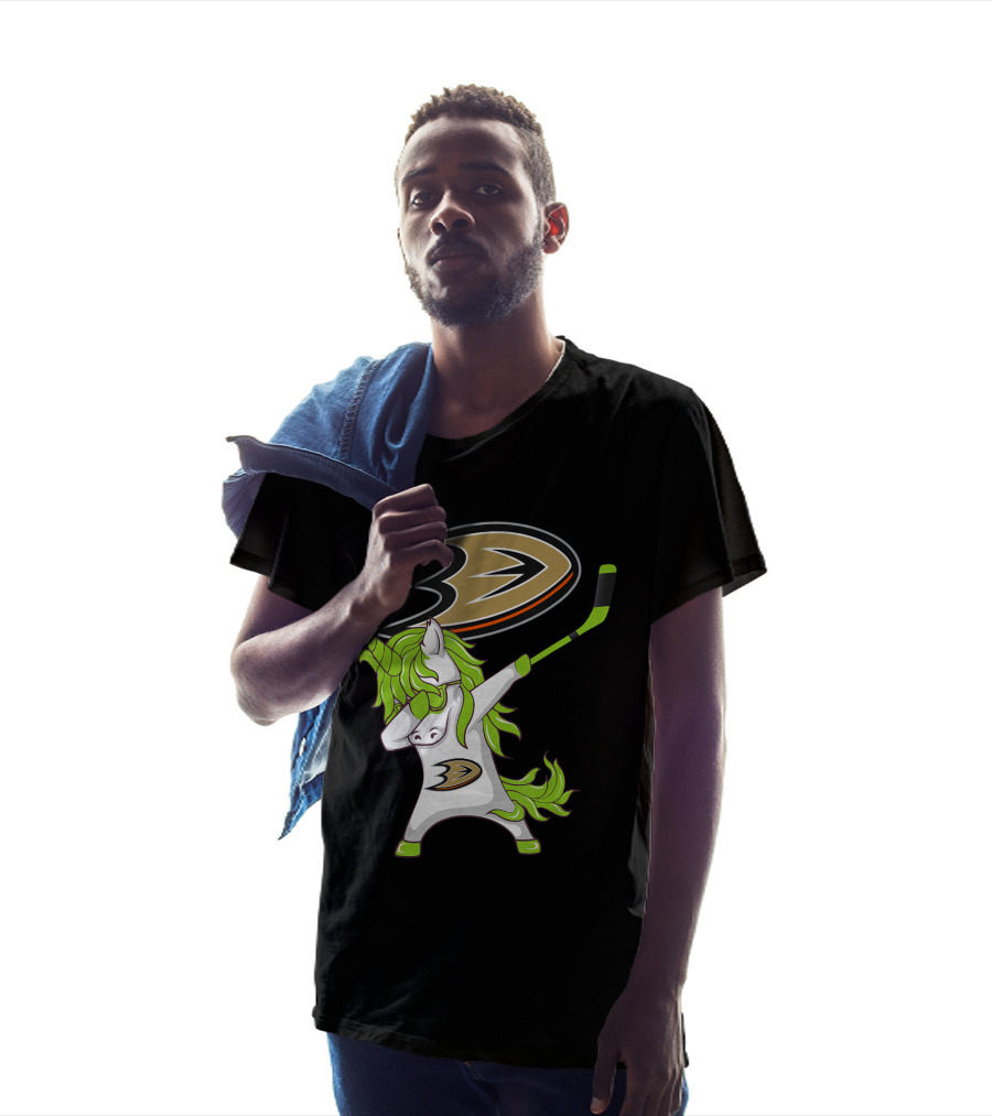 St Patrick Day Dabbing Unicorn Anaheim Ducks Hockey Stick T-Shirt