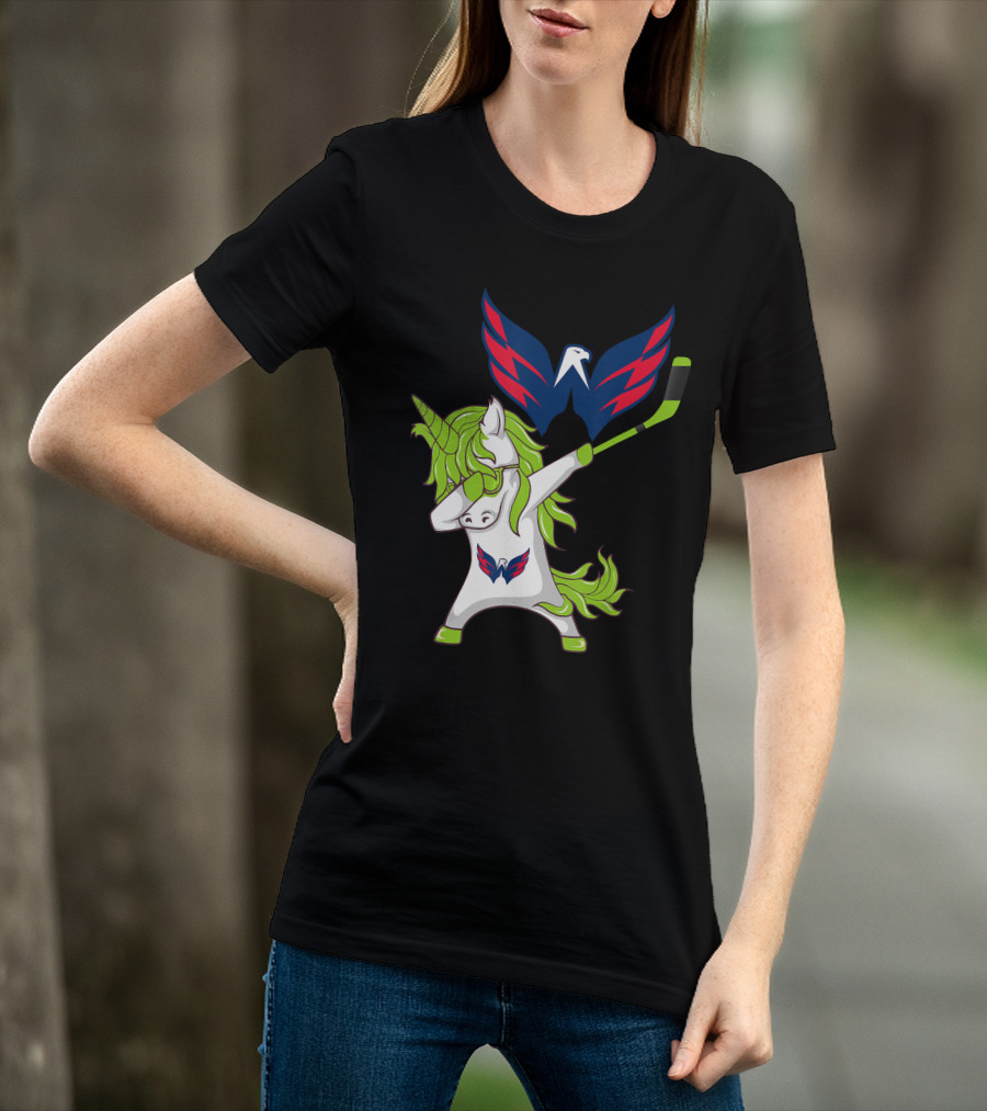 St Patrick's Day Dabbing Unicorn With Washington Capitals Hockey T-Shirt