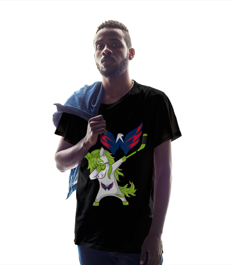 St Patrick's Day Dabbing Unicorn With Washington Capitals Hockey T-Shirt