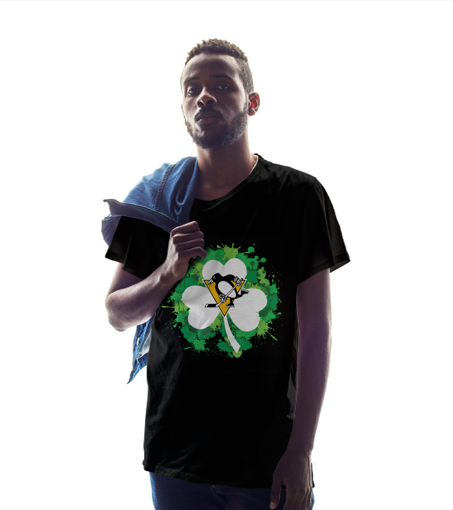 St Patrick Day Shamrock Splash Pittsburgh Penguins Hockey T-Shirt