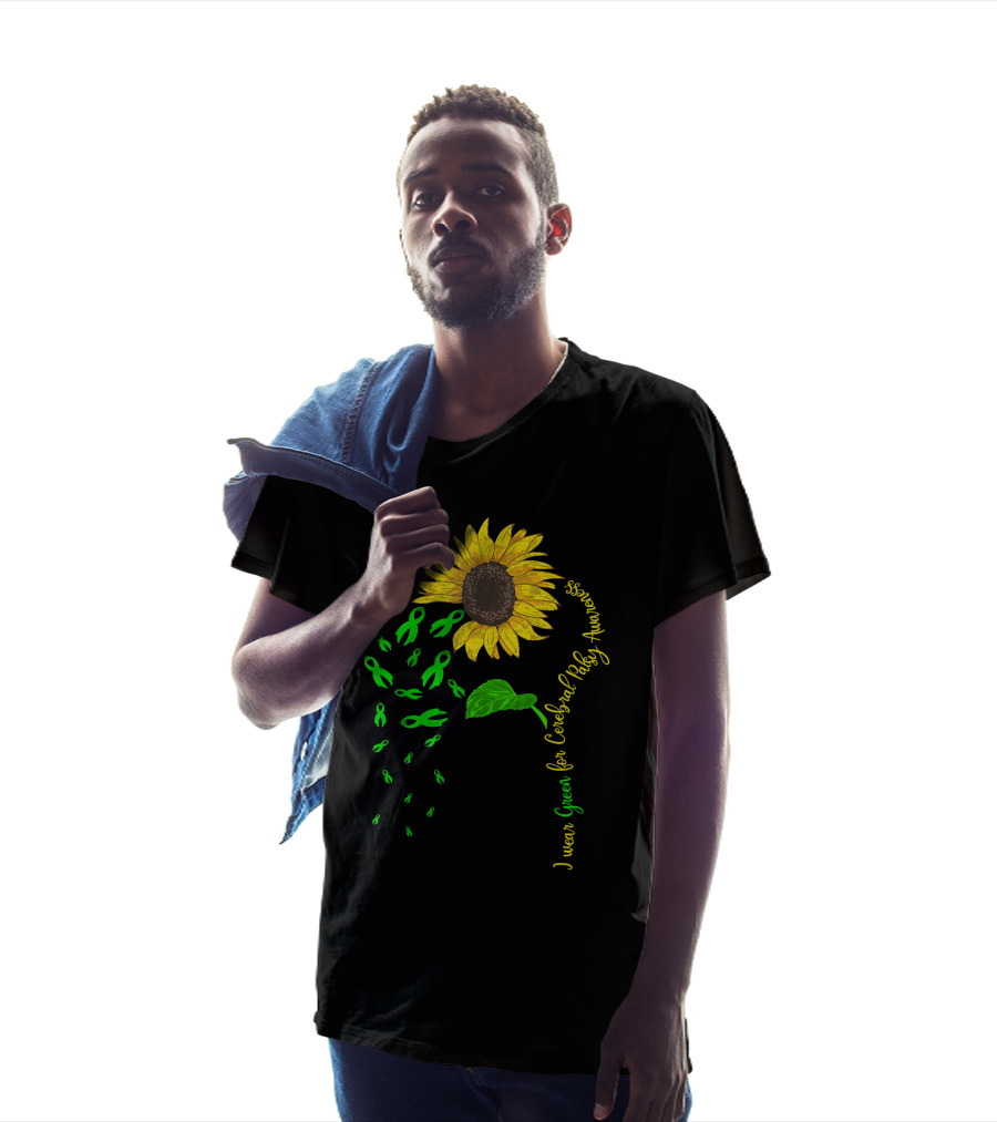 I Wear Green For Cerebral Palsy Awareness Sunflower T-Shirt