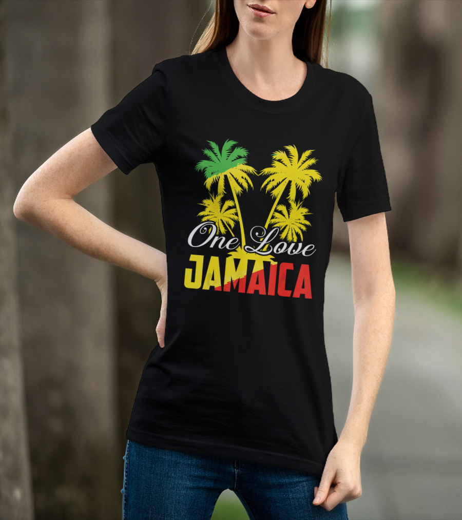 One Love Jamaica Vacation Reggae Music Palm Trees T-Shirt