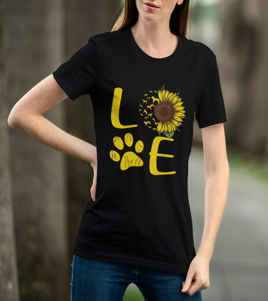 LOVE Australian Cattle Dog Paw Sunflower T-Shirt