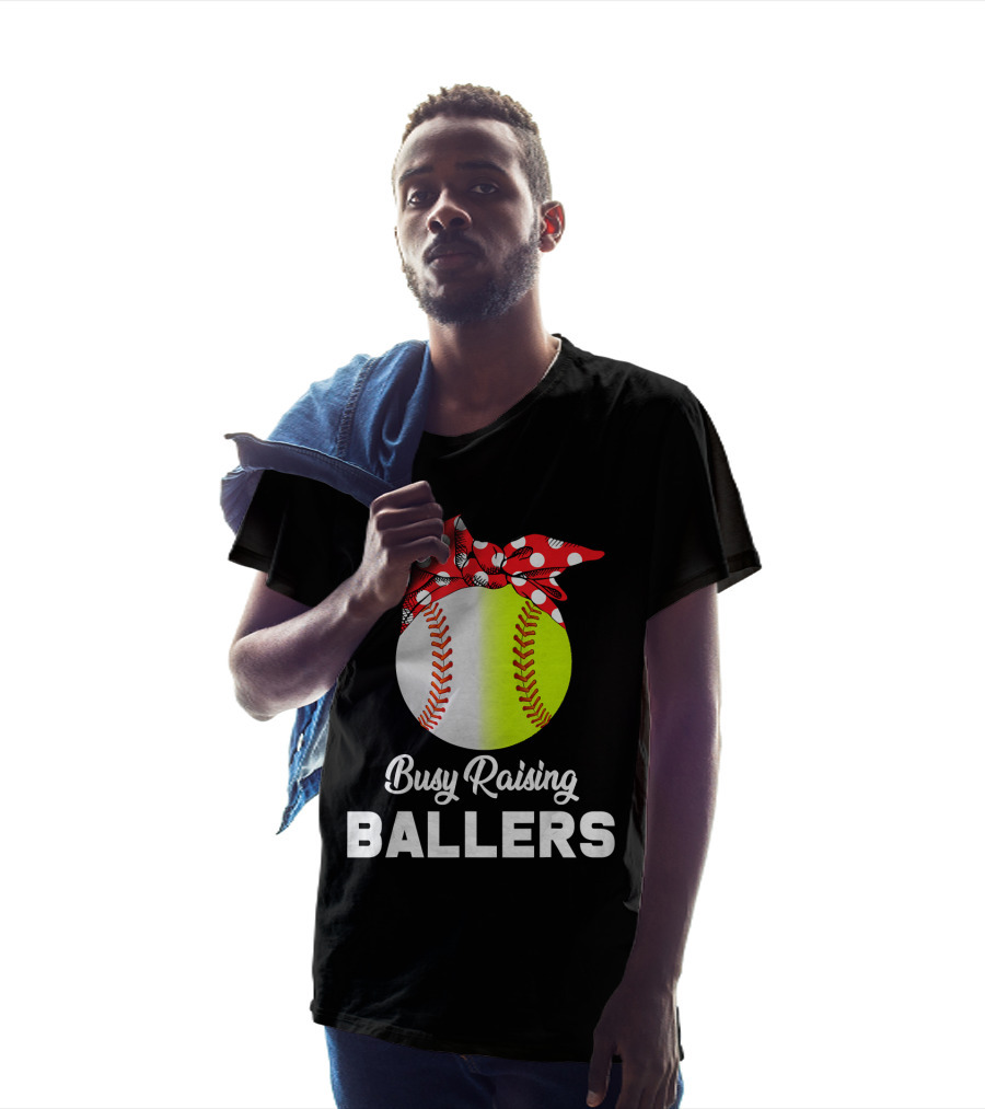 Busy Raising Ballers Baseball Softball Bow T-Shirt