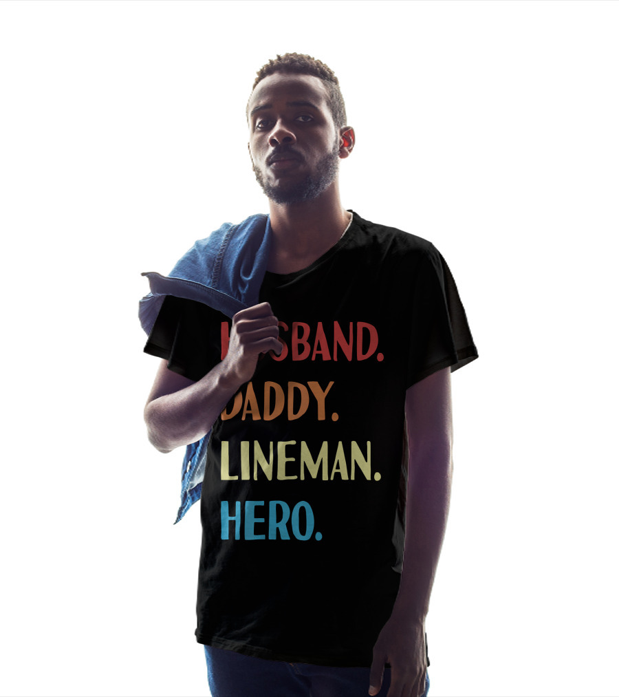 Husband Daddy Lineman Hero Vintage Best Father T-Shirt