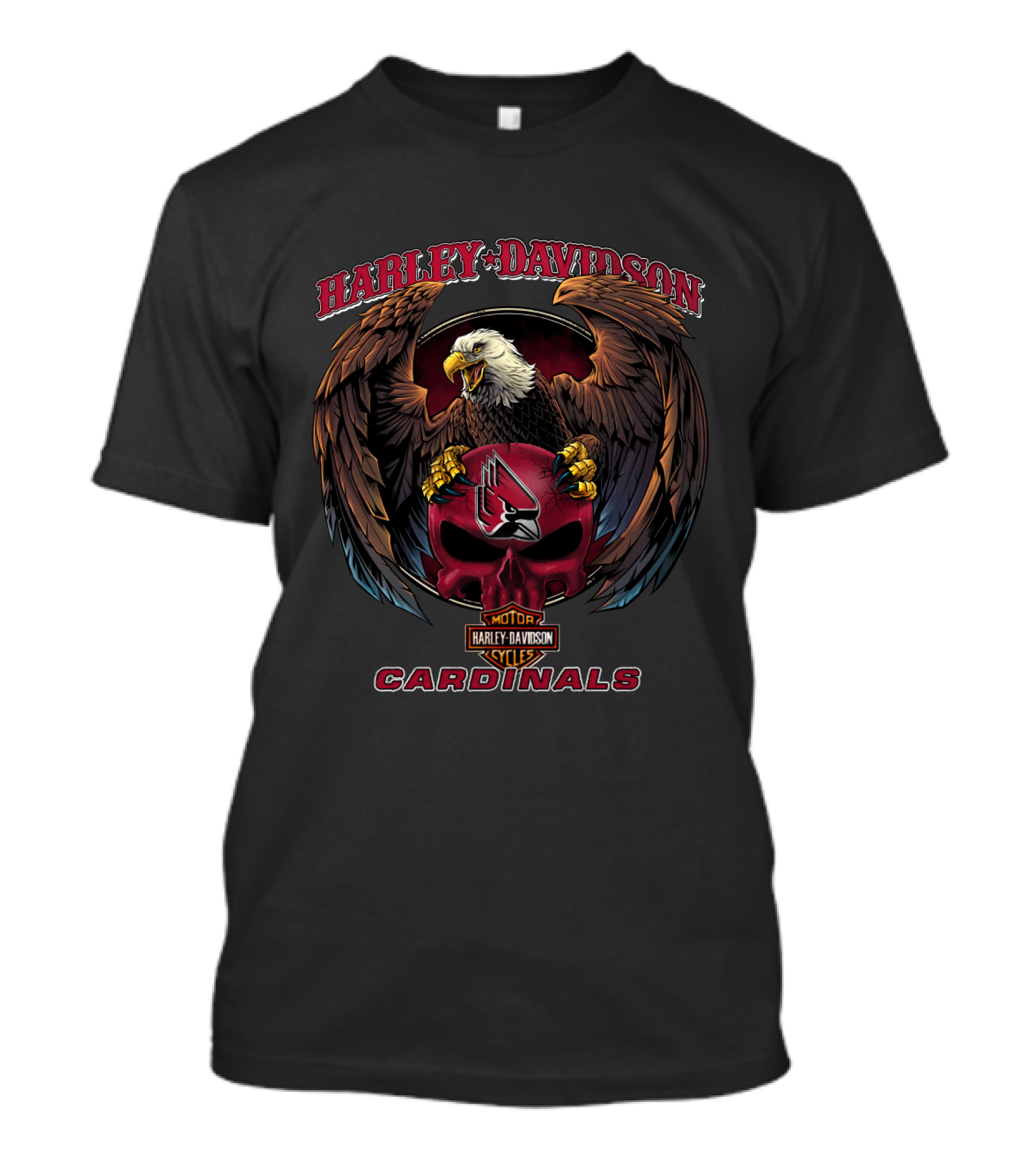 Harley Davidson Ball State Cardinals Motorcycles Eagle T-Shirt