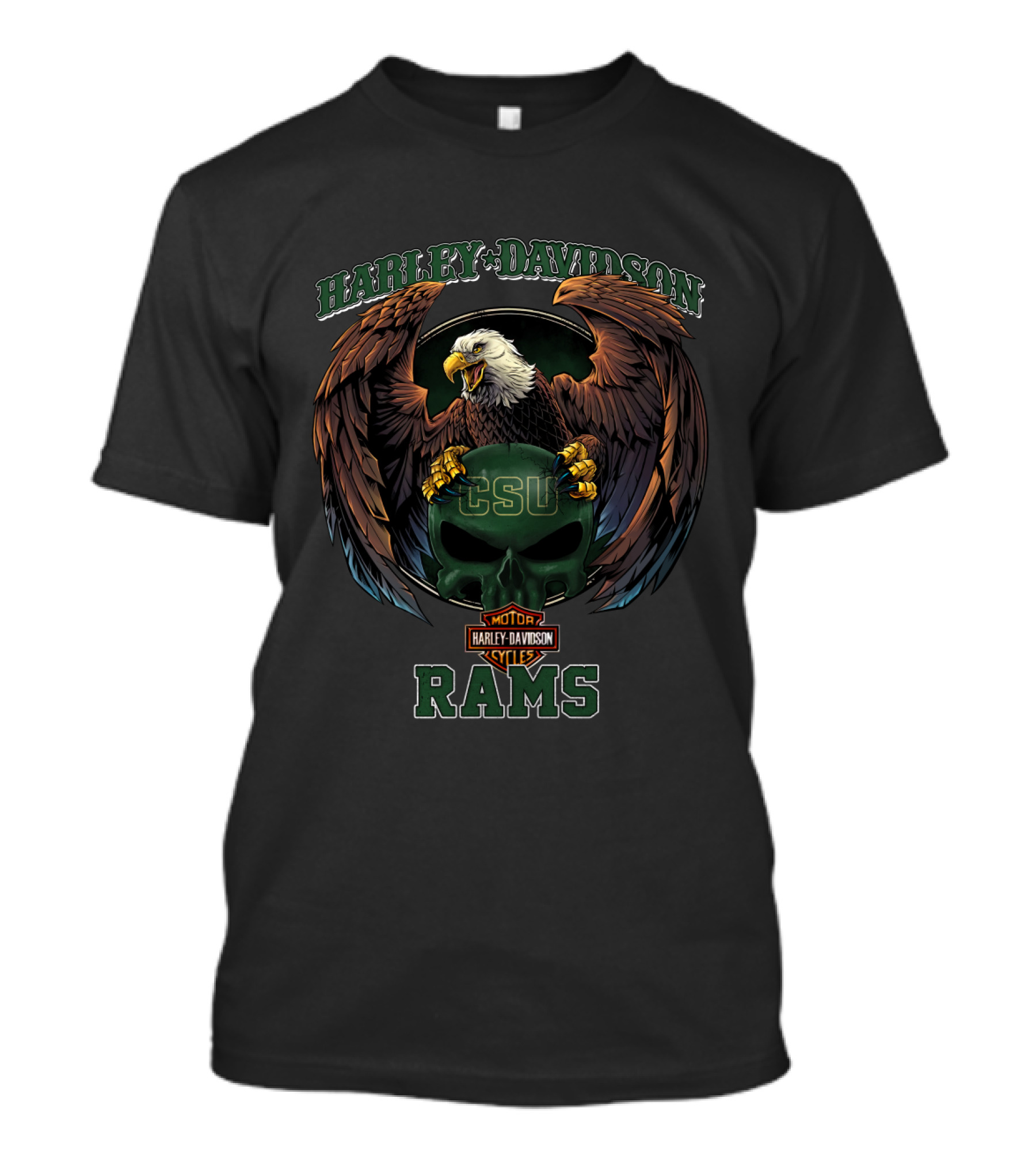 Harley Davidson Csu Rams Football Eagles Skull T-Shirt