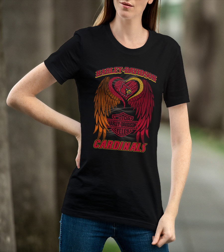 Harley Davidson Ncaa Louisville Cardinals Winged Heart T-Shirt