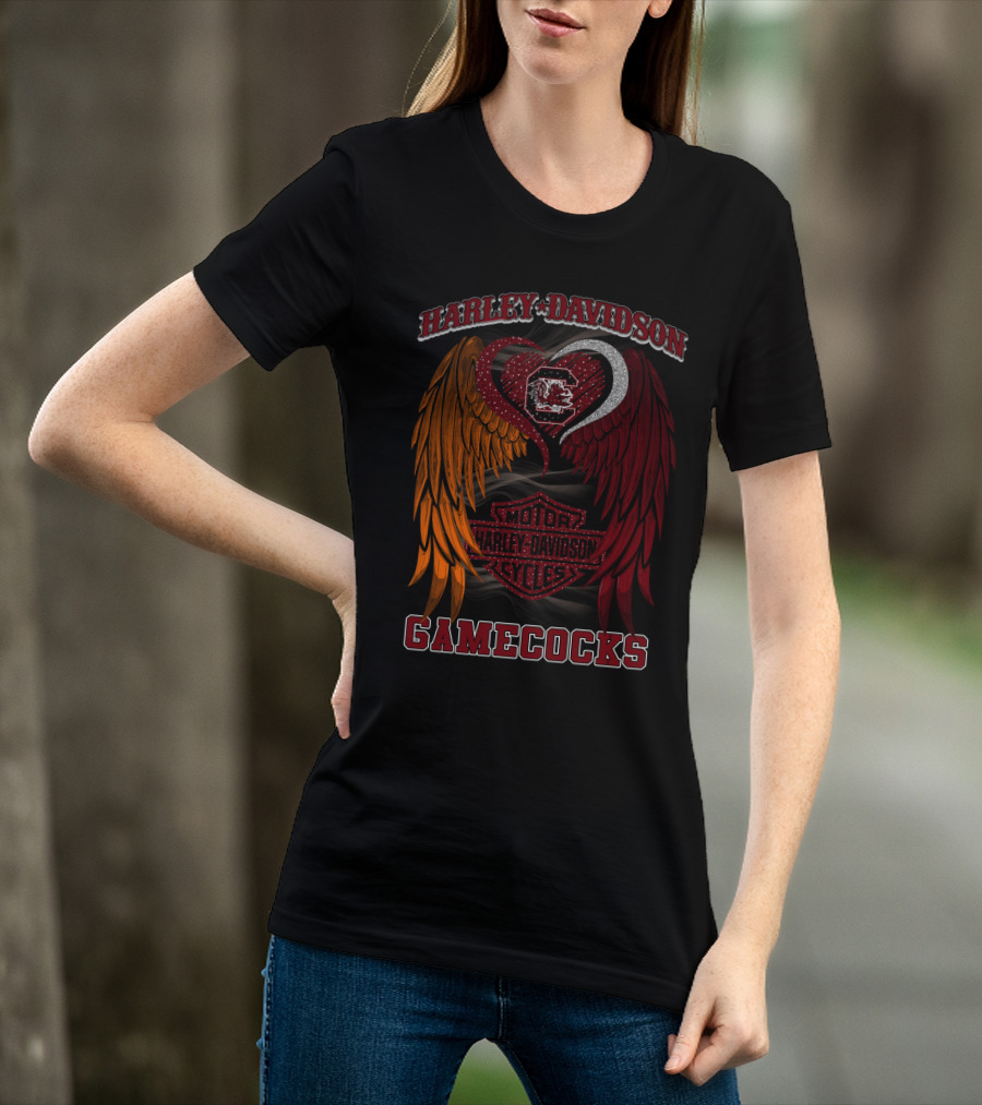 Harley Davidson South Carolina Gamecocks Motorcycles Wings T-Shirt