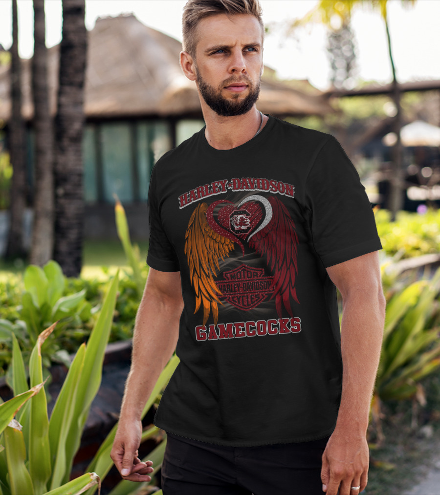 Harley Davidson South Carolina Gamecocks Motorcycles Wings T-Shirt