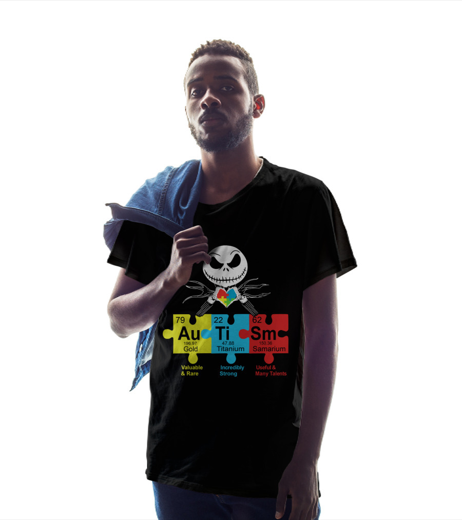 Autism Gold Titanium Samarium Jack Skellington Puzzle Elements T-Shirt