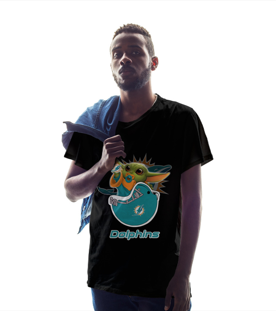 Dolphins Baby Creature Holding Dolphins Logo Nfl Md T-Shirt