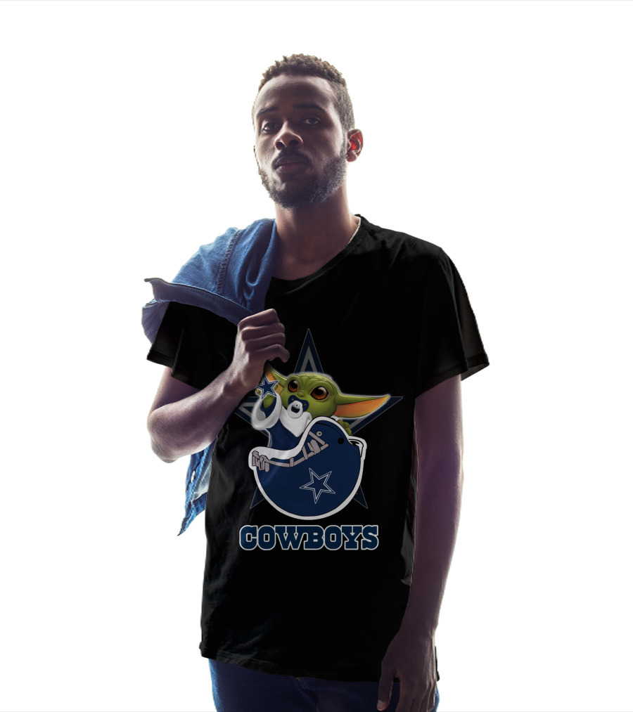 Cowboys Yoda Holding Star With Helmet T-Shirt