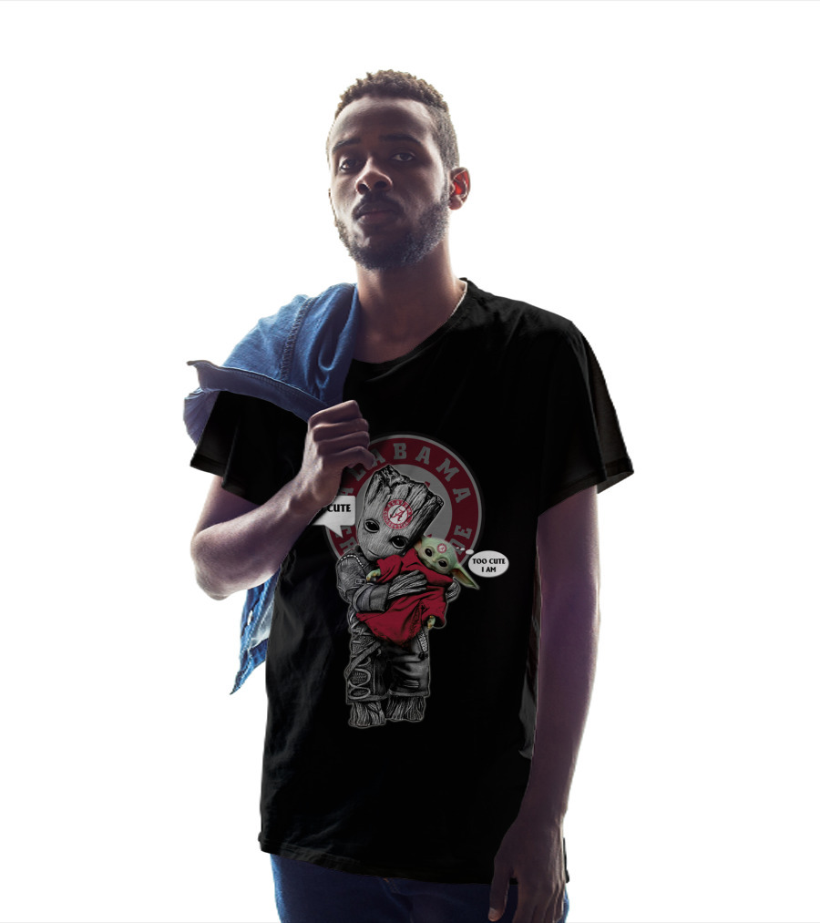 Alabama Crimson Tide I Am Cute Too Cute I Am Yoda Groot T-Shirt