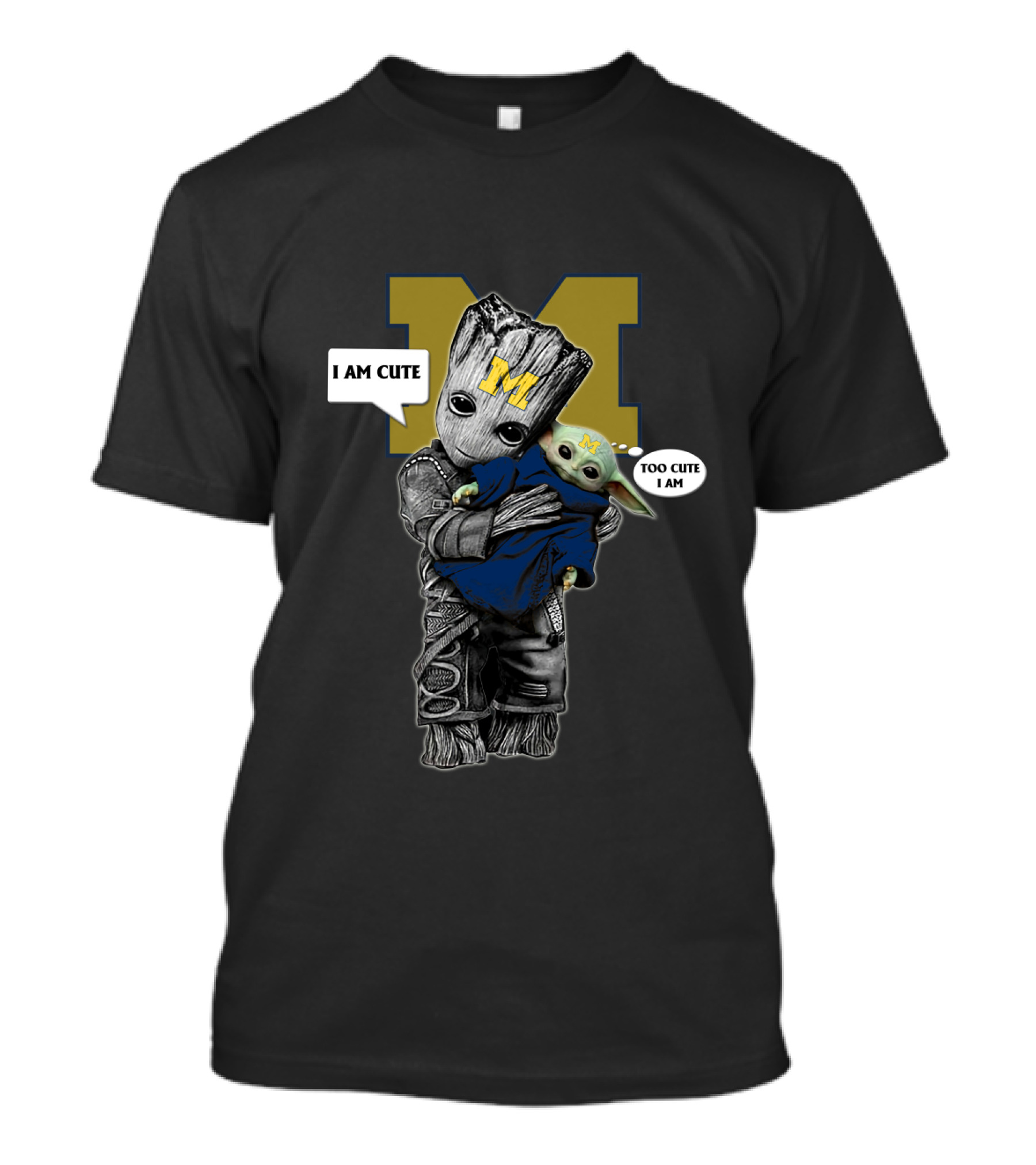 MW 010 NCAA YodaST Cute Groot Baby Yoda Michigan T-Shirt