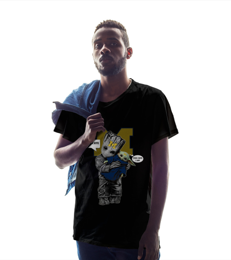 MW 010 NCAA YodaST Cute Groot Baby Yoda Michigan T-Shirt