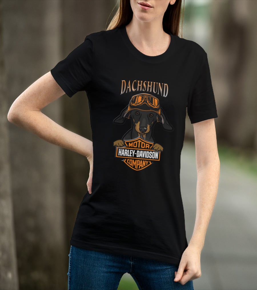 Dachshund Harley Davidson Motor Company Motorcycle Goggles T-Shirt