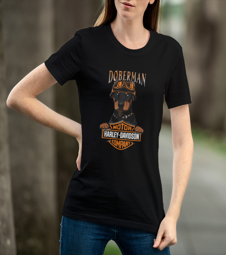 Doberman Harley Davidson Motor Company Goggles T-Shirt