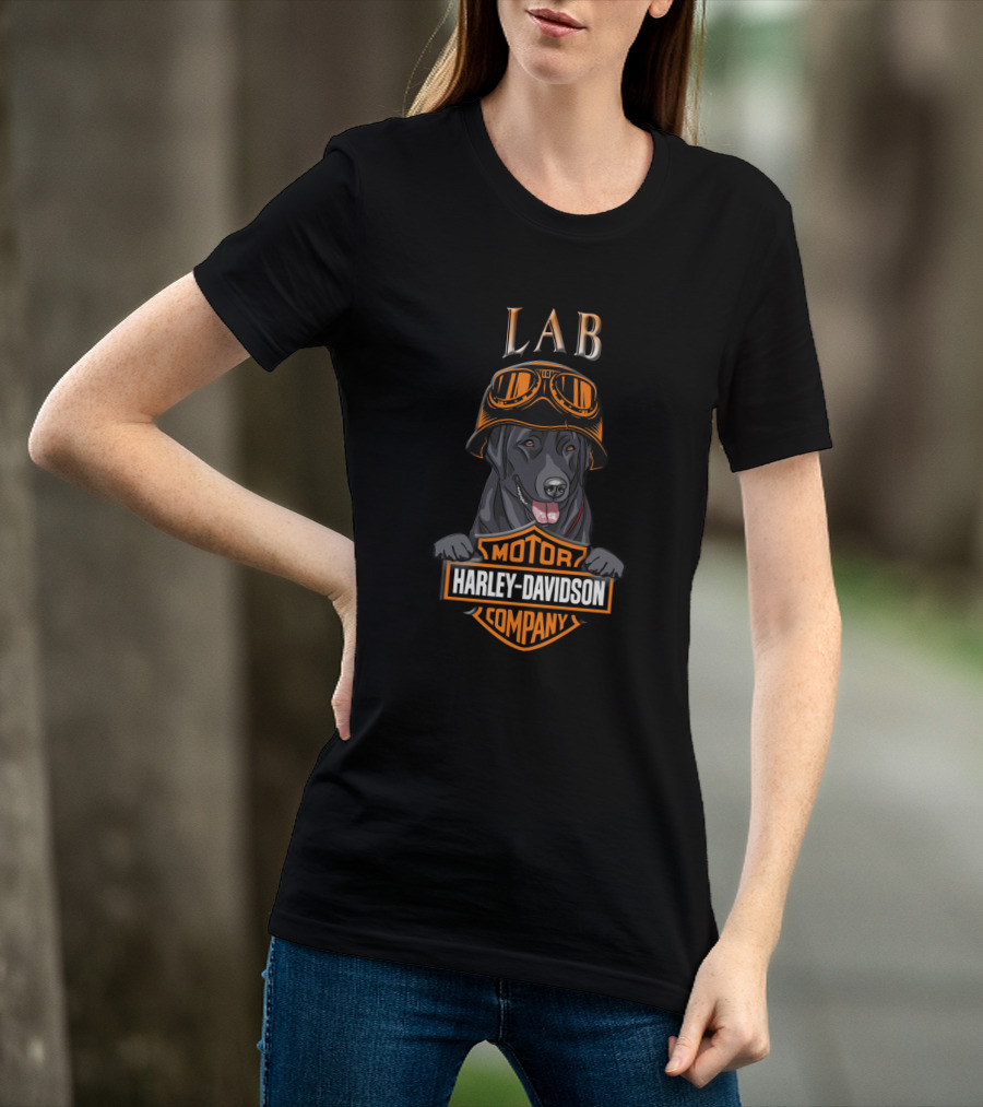 Lab Harley Davidson Company Motor Lab Dog With Goggles T-Shirt