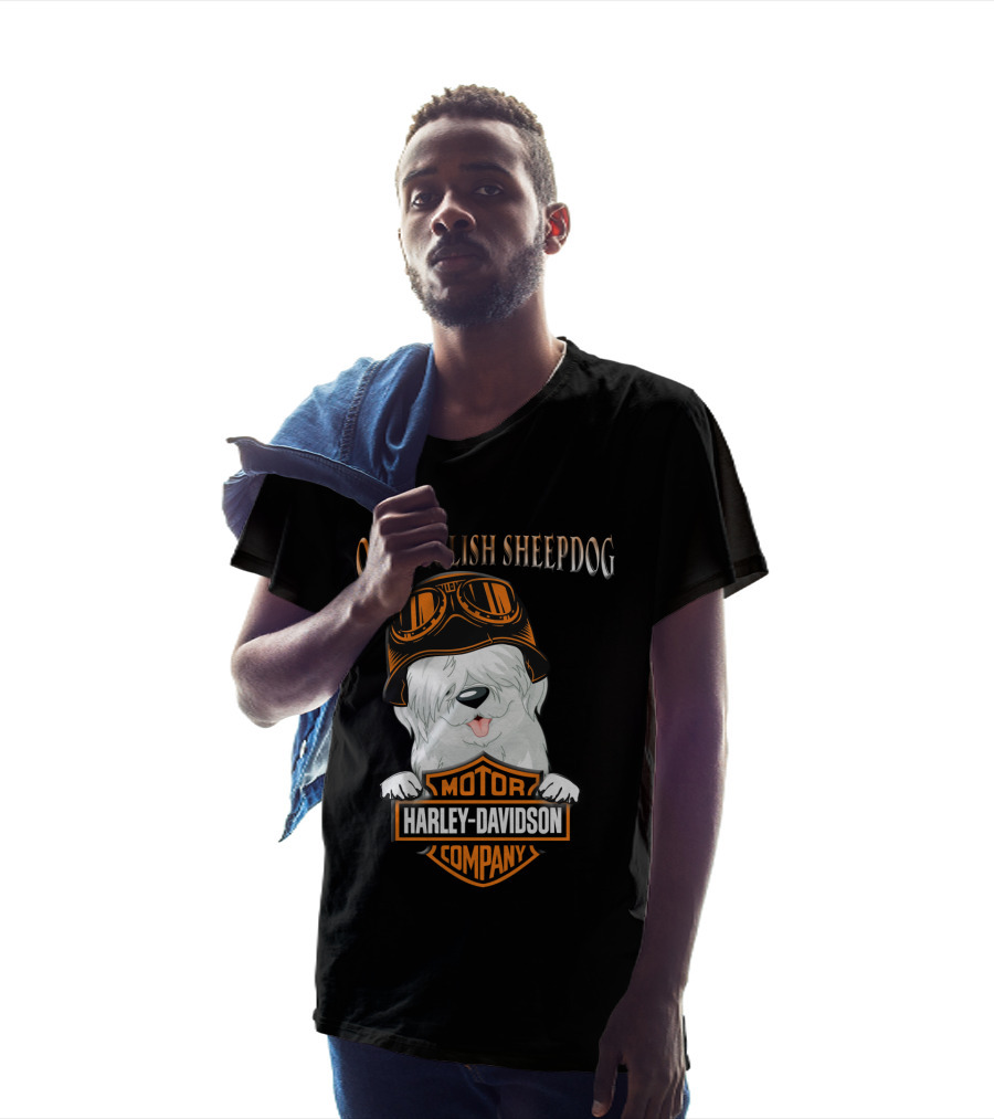 Old English Sheepdog Harley Davidson Motorcycle Company T-Shirt