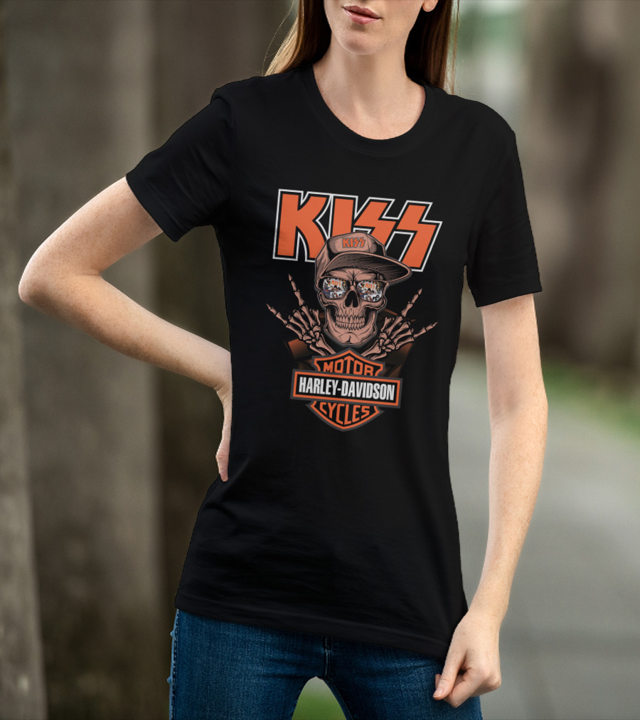 Kiss Harley Davidson Motor Cycles Skull Logo T-Shirt