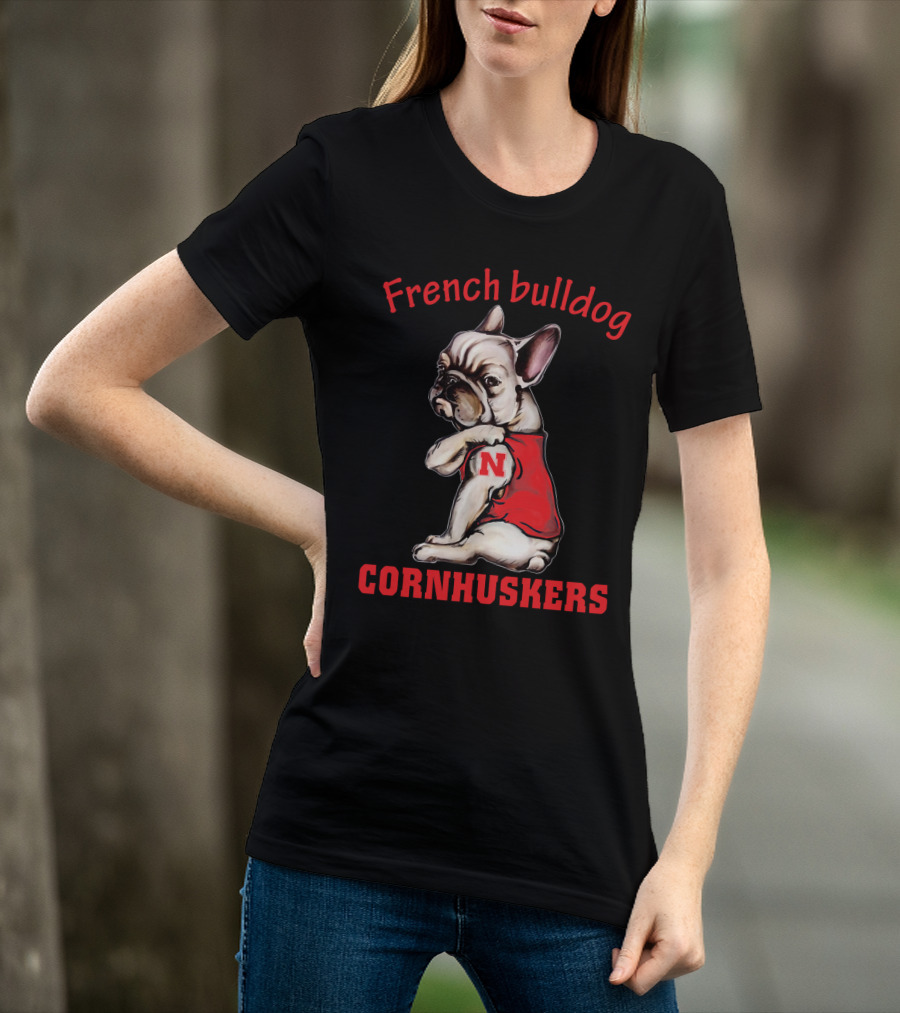 French Bulldog Cornhuskers N Nebraska T-Shirt