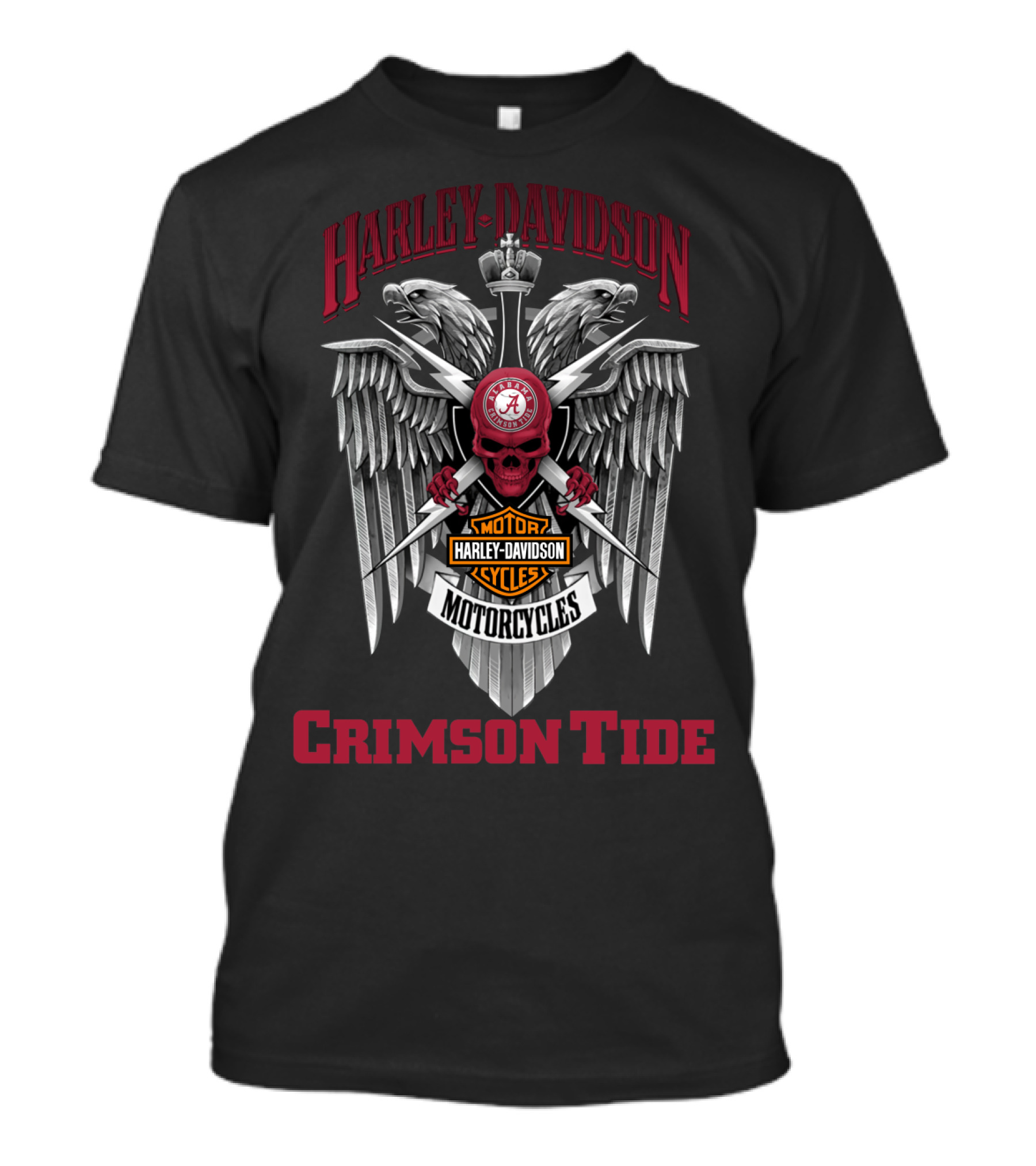 Harley Davidson Motor Cycles Crimson Tide Eagle Alabama T-Shirt