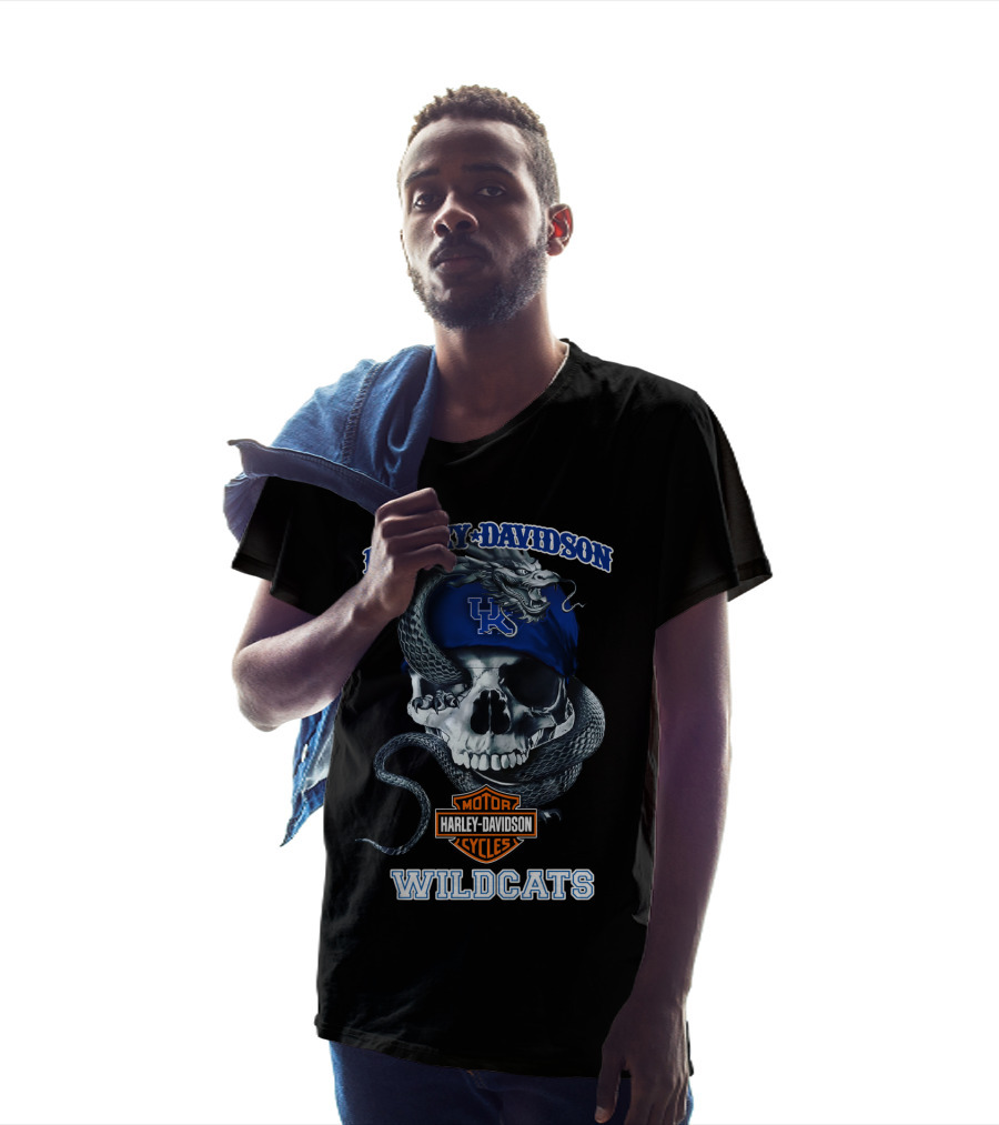 Harley Davidson Kentucky Wildcats Skull And Snake T-Shirt