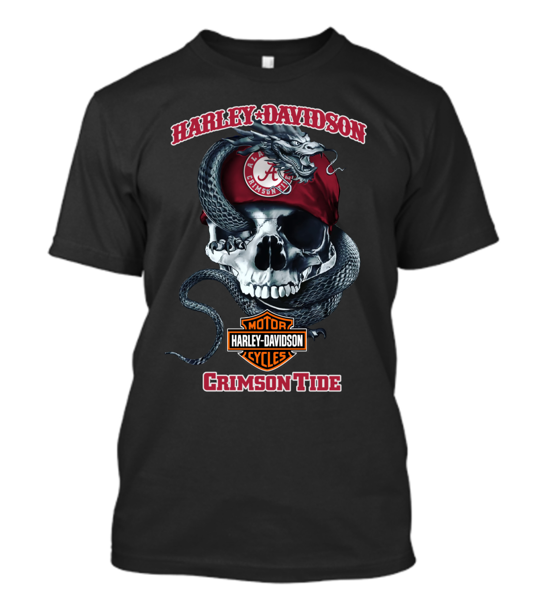 Harley Davidson Alabama Crimson Tide Skull Snake T-Shirt