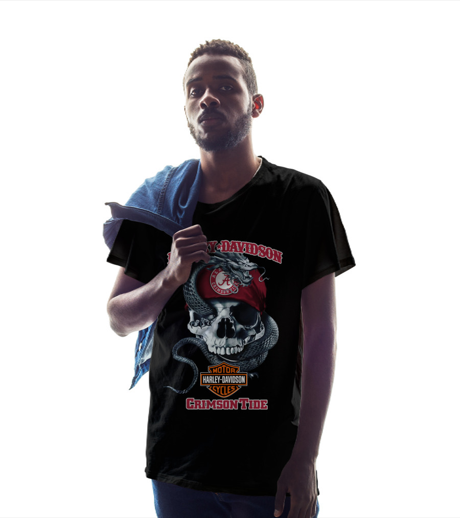 Harley Davidson Alabama Crimson Tide Skull Snake T-Shirt