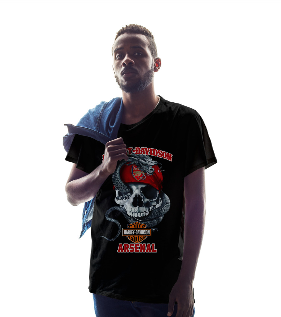 Harley Davidson Motor Cycles Arsenal Skull Snake T-Shirt