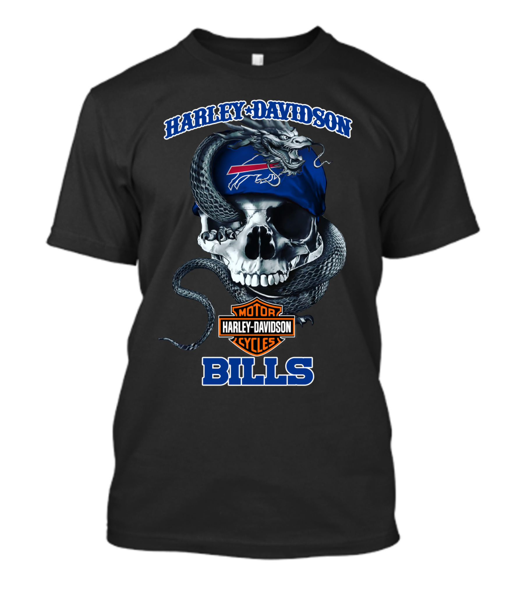 Harley Davidson Buffalo Bills Skull With Snake T-Shirt