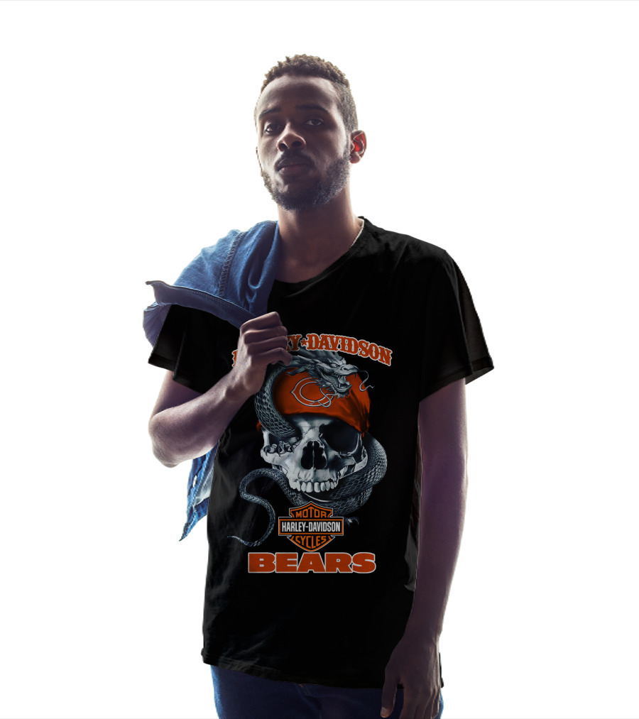 Harley Davidson Chicago Bears Skull Snake T-Shirt