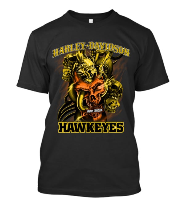 Harley Davidson Hawkeyes Skulls And Eagles T-Shirt