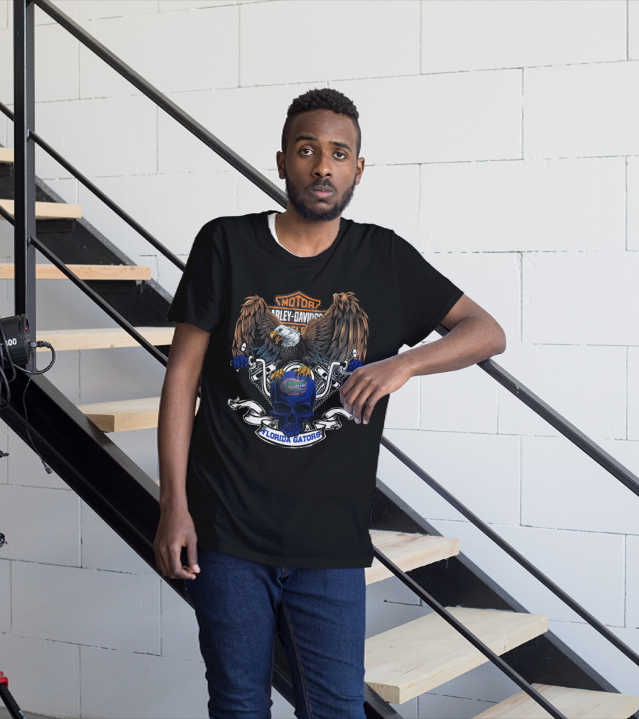 Florida Gators Eagle Skull Harley Davidson Motorcycles Ncaa T-Shirt