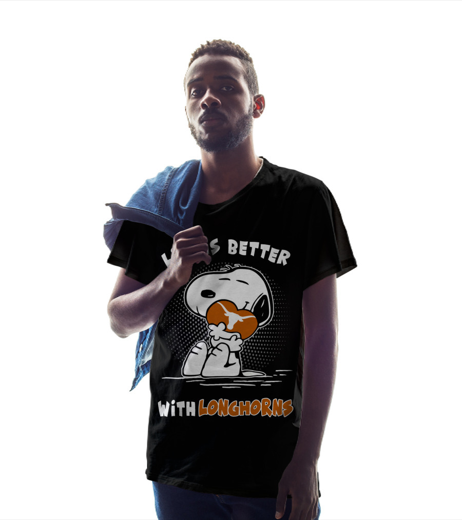 Life Is Better With Longhorns Snoopy Hug T-Shirt