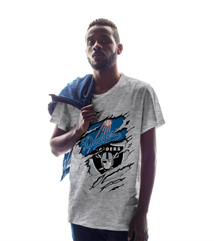 Dodgers Raiders Dual Logo Fan Tribute T-Shirt